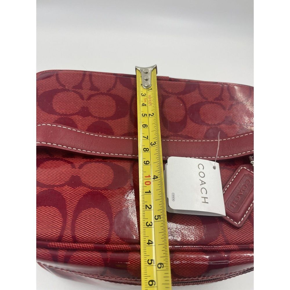 Large COACH Vinyl Toiletry Travel Cosmetic Bag Case Signature Red Rare Vintage - Picture 8 of 12